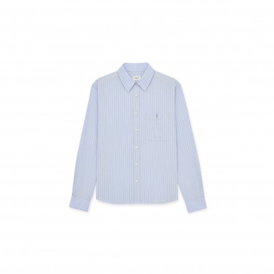 YSL CASSANDRE SHIRT IN STRIPED COTTON POPLIN 861080Y7J664427